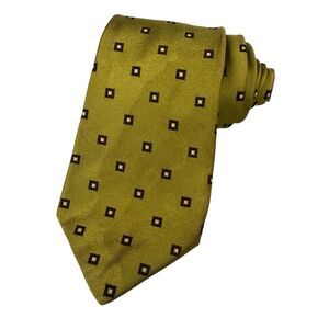 Kiton Napoli Seven Fold Men's 100% Silk Luxury Necktie Green Geometric Handmade